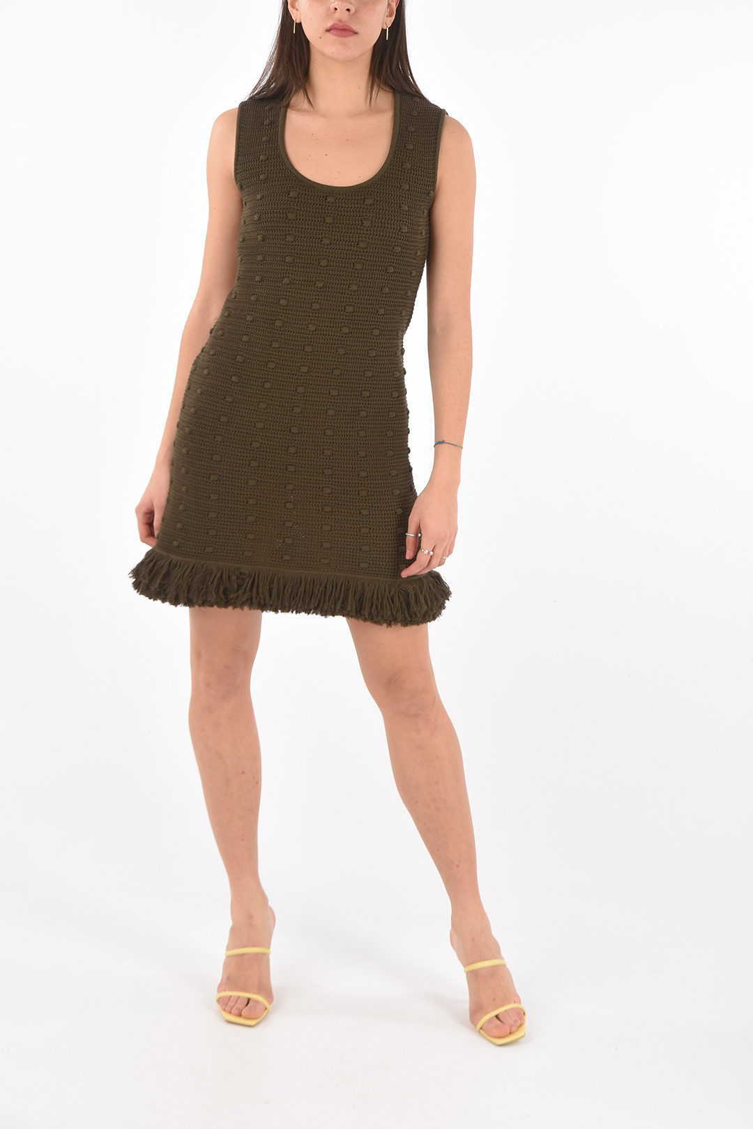 Bottega Veneta Bouclé Knit Dress with Fringes women