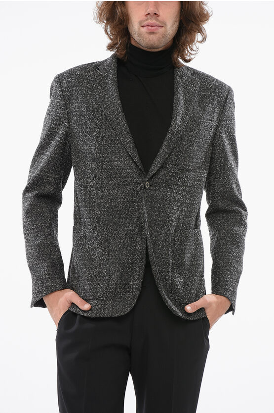 Corneliani Bouclé Wool Blazer With Patch Pocket