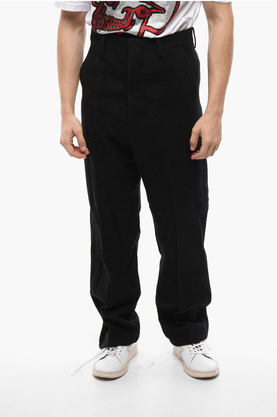 Ami Alexandre Mattiussi Bouclé Wool Regular Fit Pants In Black