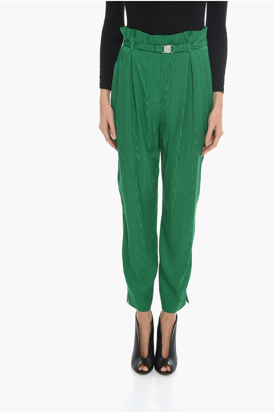 Moschino Boutique Jacquard Viscose Pants With Safety Belt In Green