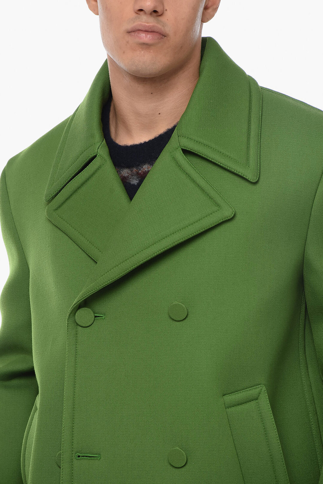 Box Fit Wool Blend Double breasted Peacoat