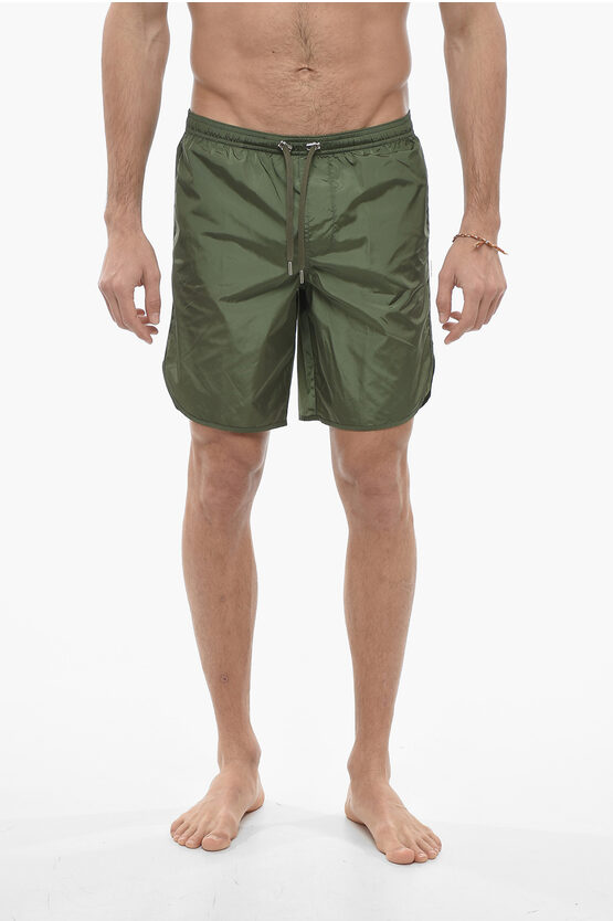 Neil Barrett Boxer Swimsuit With Zipped Detail In Green
