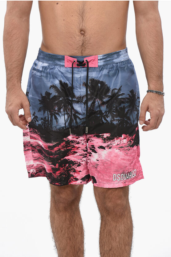Dsquared2 Graphic-print Swim Shorts In Multi