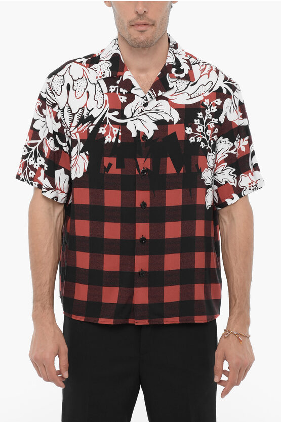 Shop Neil Barrett Boxy Fit Double Patterned Shirt