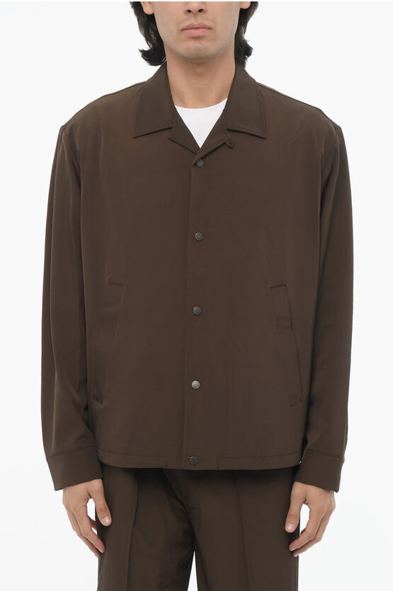 Neil Barrett Boxy Fit Overshirt With Snapp Buttons In Brown