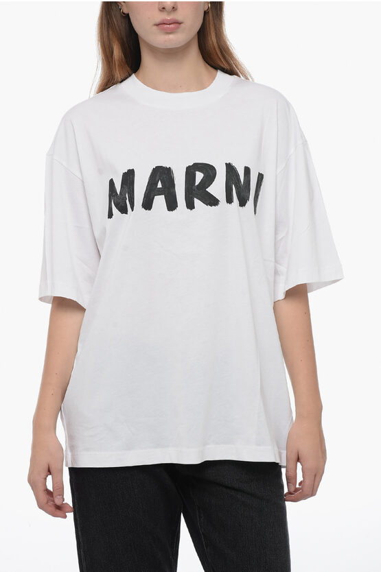 Shop Marni Boxy-fit T-shirt With Logo Print