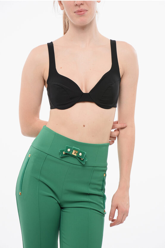 Elisabetta Franchi Bra Top With Logoed Straps In Black