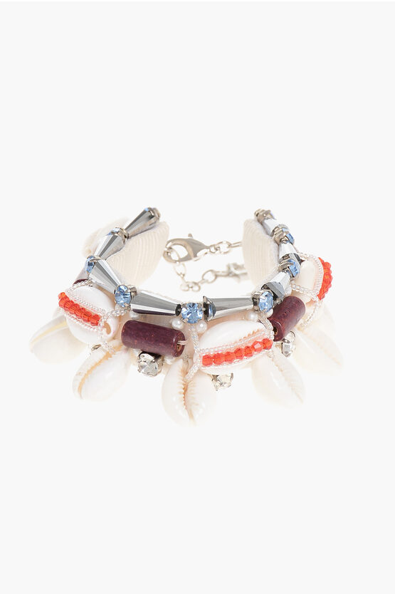 DSQUARED2 BRACELET EMBELLISHED WITH SHELLS AND RHINESTONES