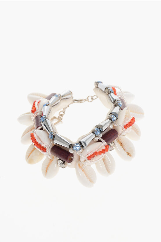 DSQUARED2 BRACELET EMBELLISHED WITH SHELLS AND RHINESTONES