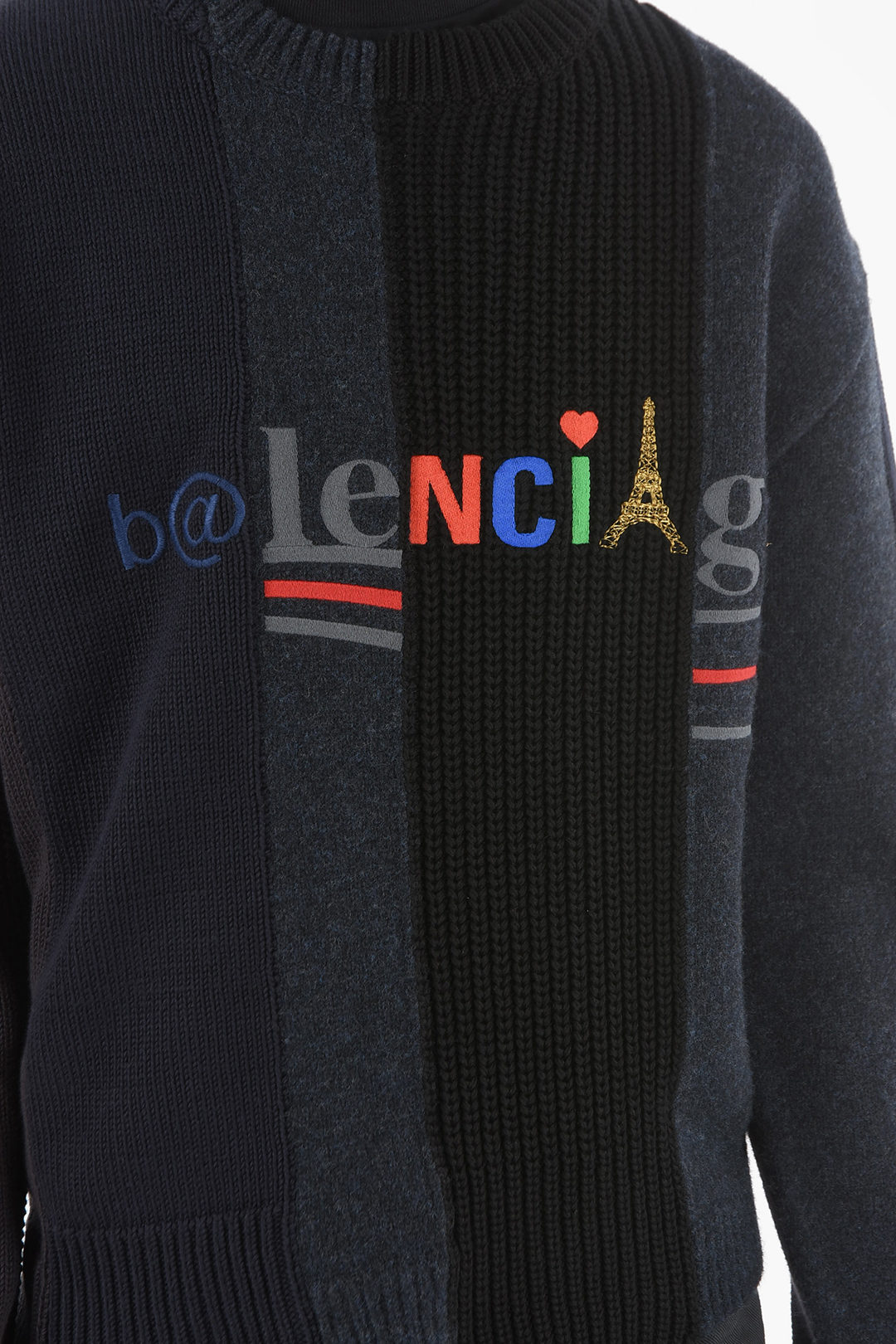 Braided Cable-knit Sweater with Contrasting Patchwork Logo