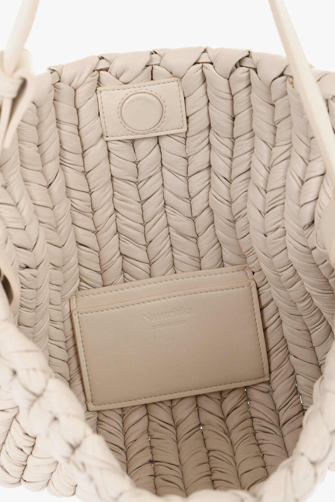 3050~LOVE Braided Fabric Handle Bag with Crocodile Effect Faux Leather Trim main image 0