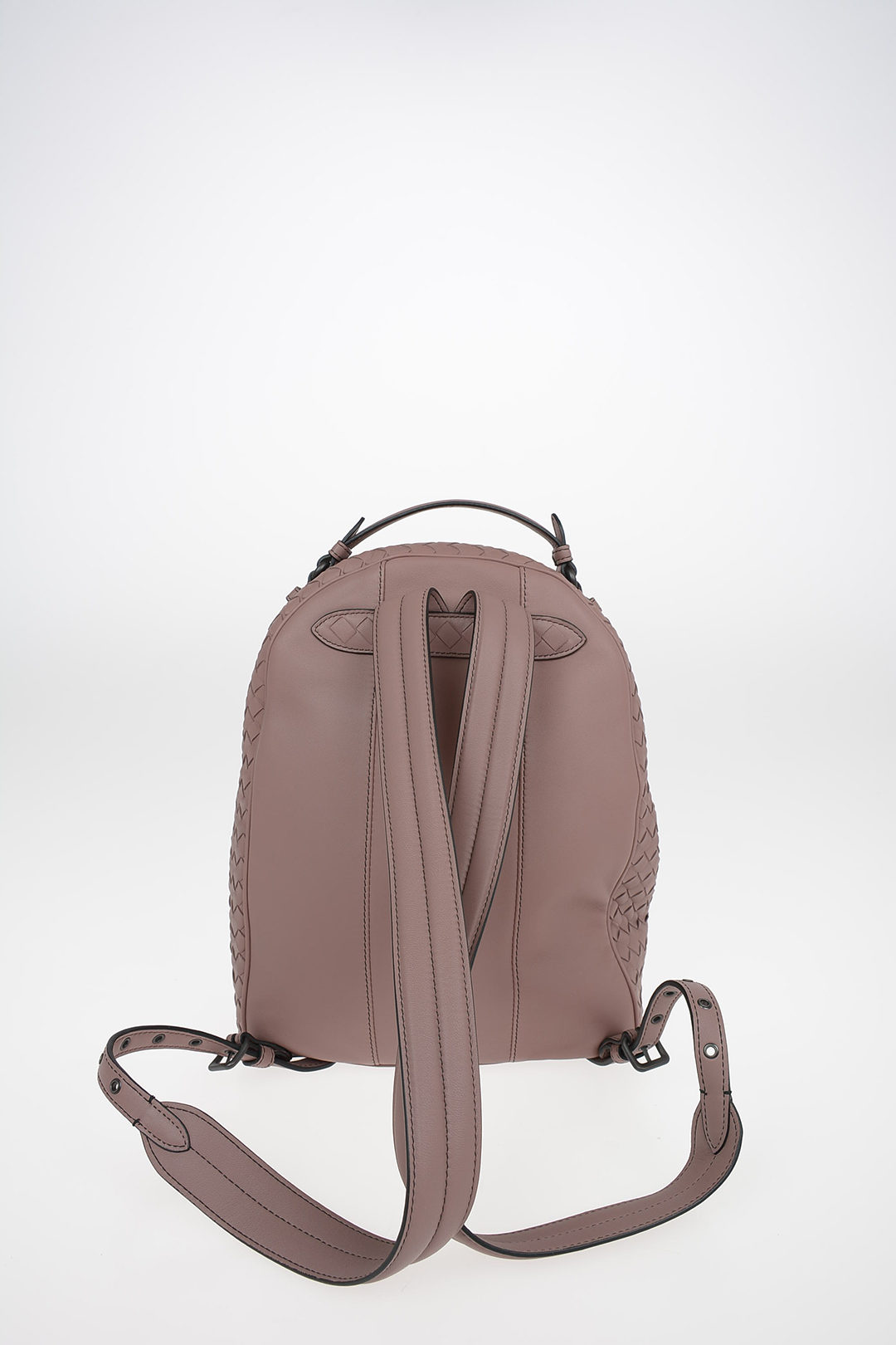Dark braided leather backpack