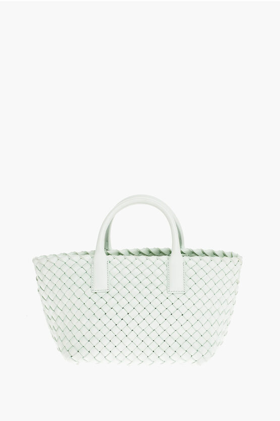 Bottega Veneta Braided Leather Cabat Tote Bag With Removable Shoulder Strap In Green