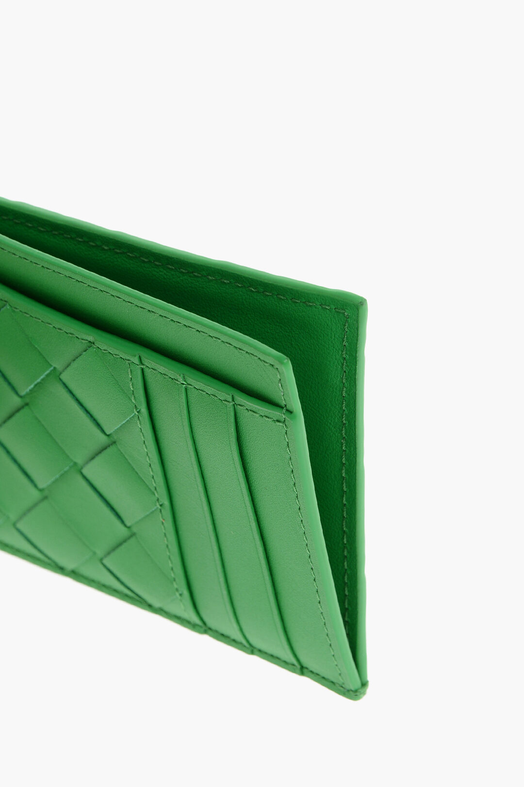 Bottega Veneta Braided Leather Card Holder With Silver Tone
