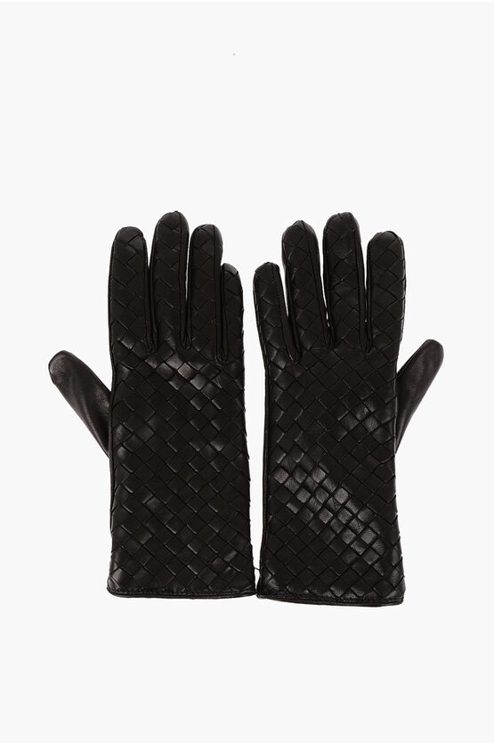 Bottega Veneta Leather Gloves In Black