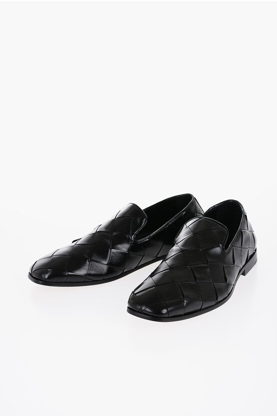 Bottega Veneta Braided Leather Roma Loafers In Blue