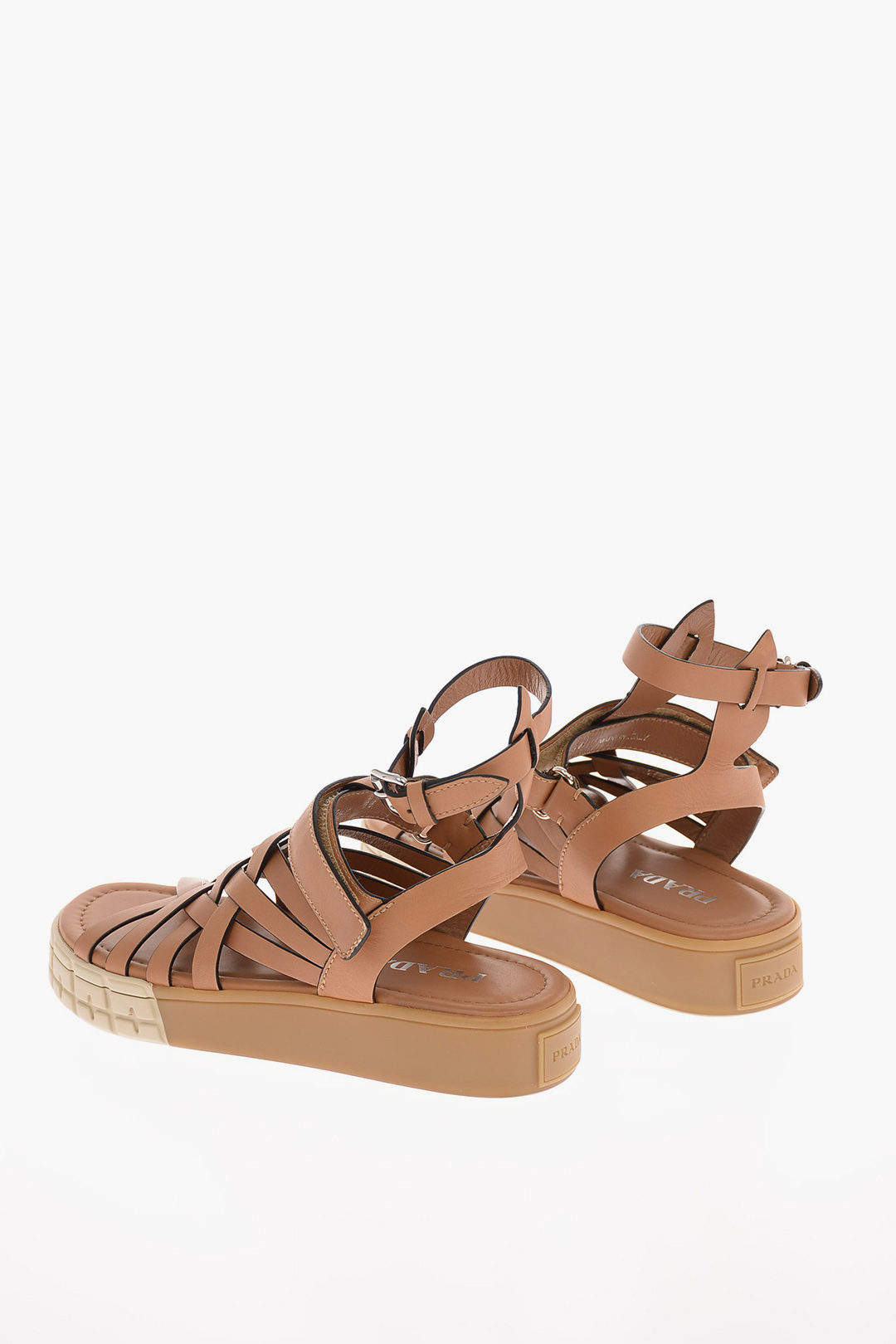 Prada Braided Leather Sandals with Platform 3 Cm women - Glamood Outlet