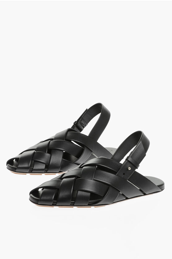 Shop Bottega Veneta Braided Leather Slingback Sandals