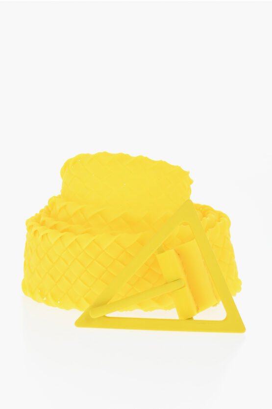 Bottega Veneta Braided Rubber Belt With Triangle Buckle 35mm
