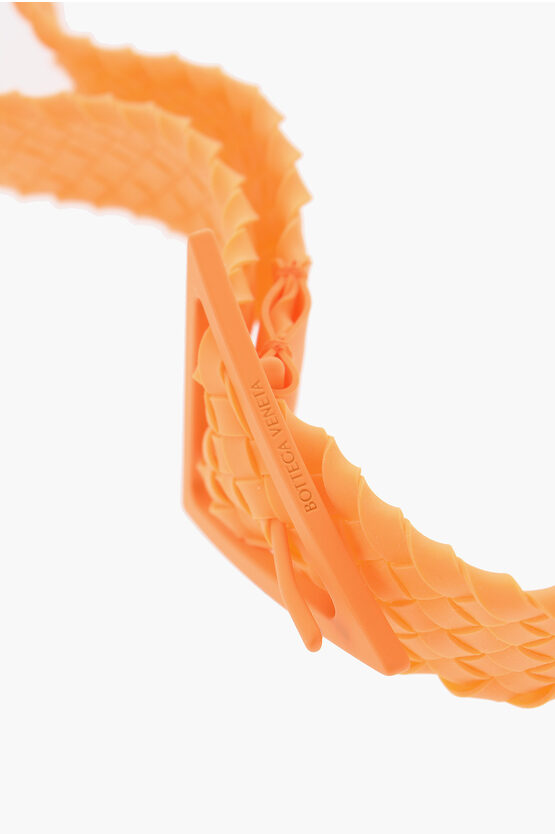 Bottega Veneta Braided Rubber Belt with Triangular Buckle