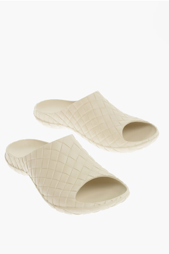 Bottega Veneta Braided Rubber Slippers In White