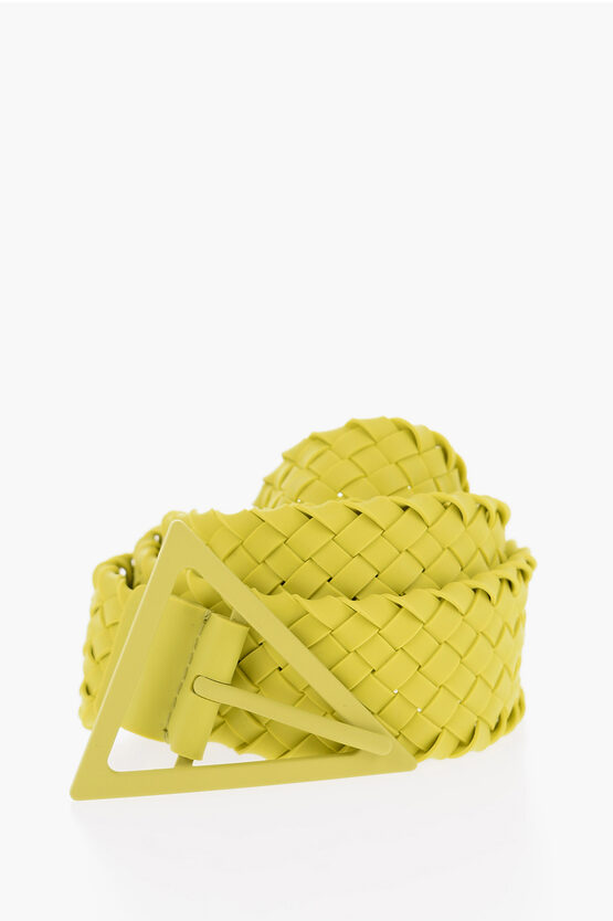 Bottega Veneta Braided-rubber Triangle Belt In Yellow