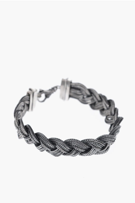 Quinto Ego Braided Silver Foxtail Bracelet In Metallic