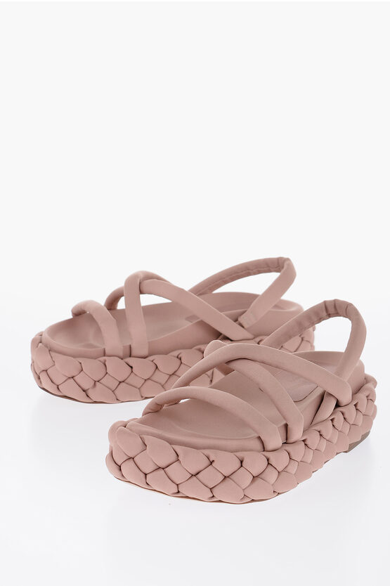 Paloma Barceló Braided Sole Satin Sandals With Platform 6,5cm In Pink