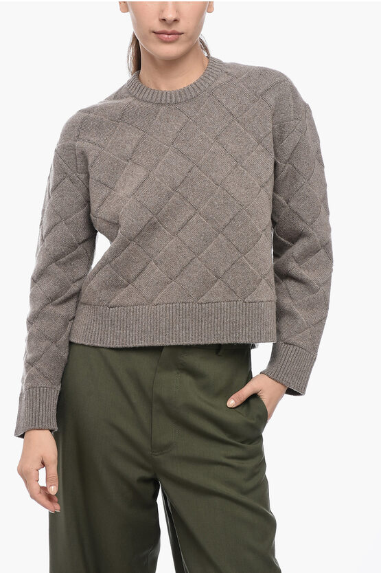 Shop Bottega Veneta Braided Wool Blend Crewneck Jumper