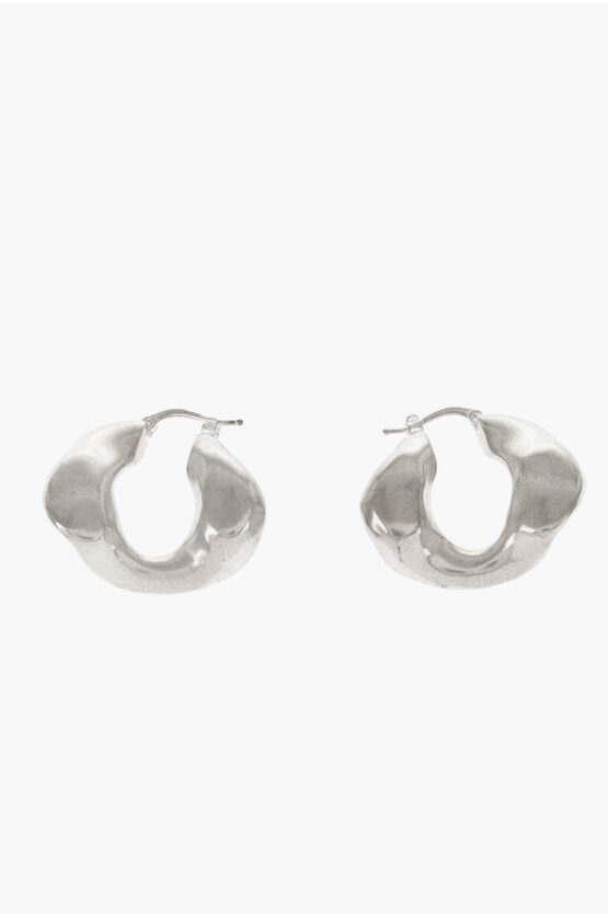 Jil Sander Brass Asymmetric Hoop Earrings