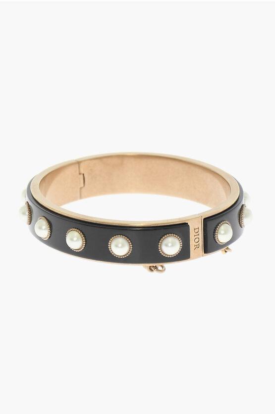 Shop Dior Brass Bracelet With Resin Pearls