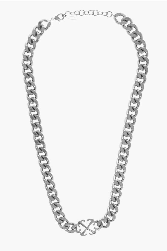 Off-white Brass Chain Necklace With Arrow Detail