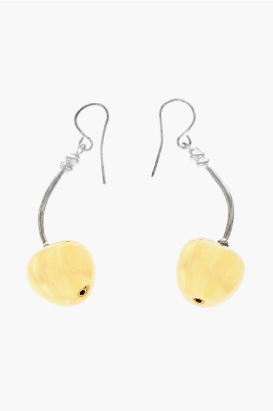 Jil Sander Brass Cherry Earrings With Pendant