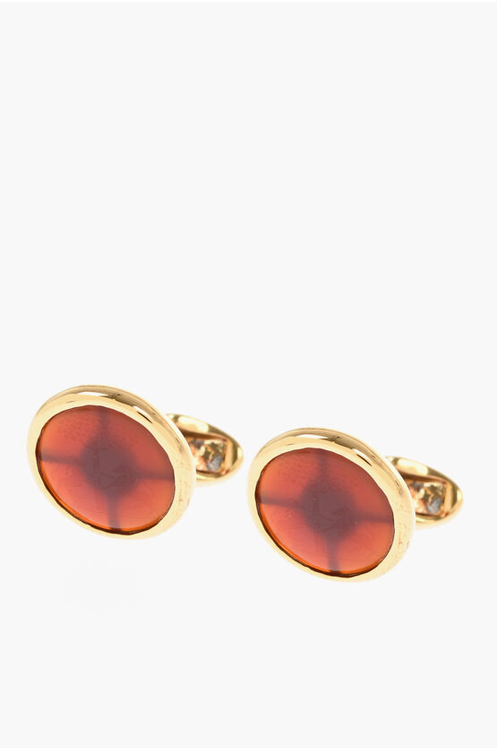Corneliani Brass Cufflinks With Crystals