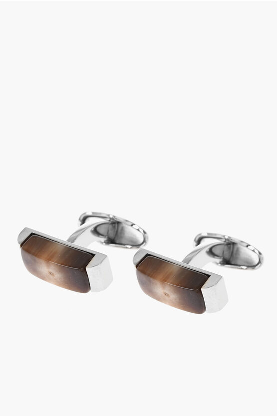 Corneliani Brass Cufflinks With Horn Detail