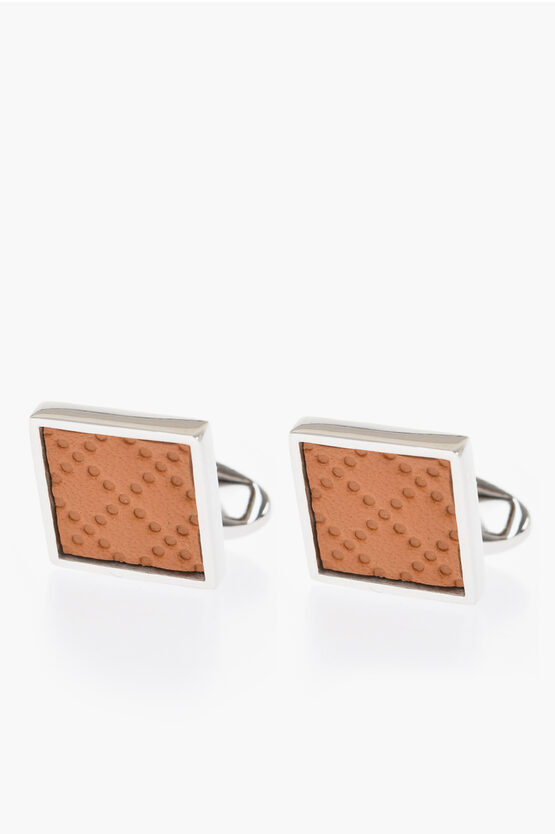 Corneliani Brass Cufflinks With Leather Details
