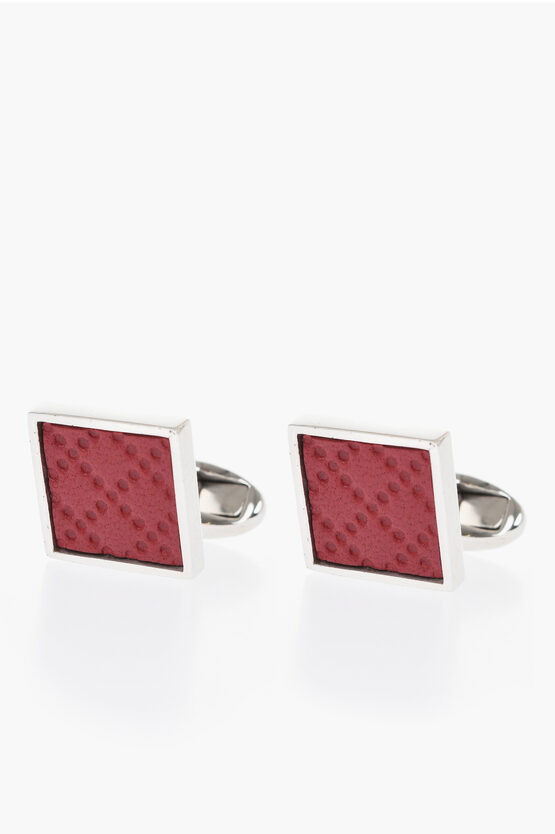 Corneliani Brass Cufflinks With Leather Details