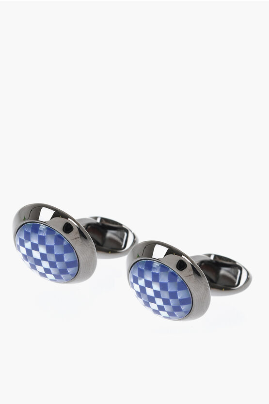 Corneliani Brass Cufflinks With Nacre And Lapislazuli