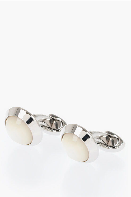 Corneliani Brass Cufflinks With Pearled Detail