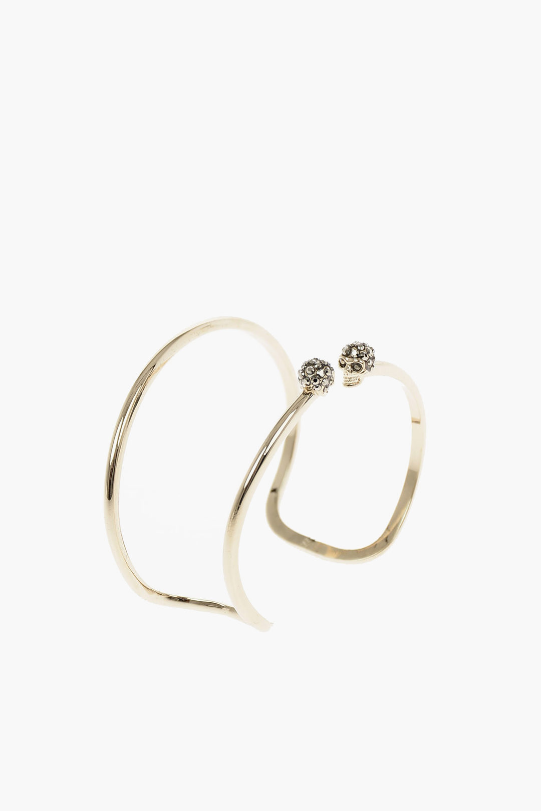 Alexander McQueen brass Double Thin Raw Twin Skull bracelet