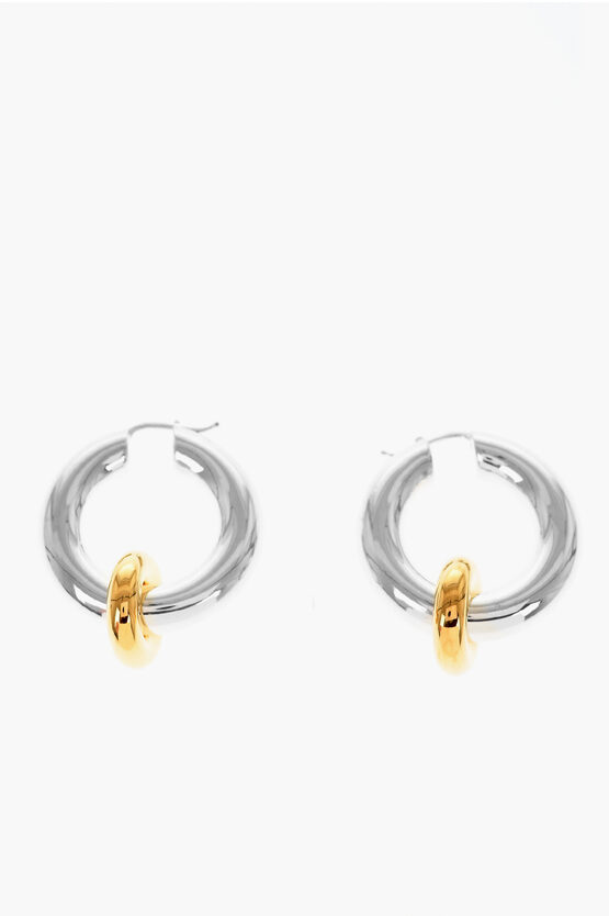Jil Sander Brass Embrace Hoop Earrings With Pendant