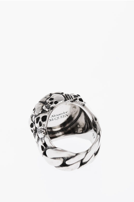指輪・リング Alexander Mcqueen Graffiti Ring ALEXANDER MCQUEEN Graffiti Logo-Engraved Brass Ring in