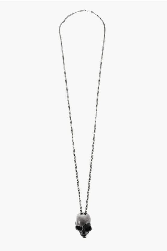 Alexander Mcqueen Brass Necklace With Composable Skull Shaped Pendant In Metallic