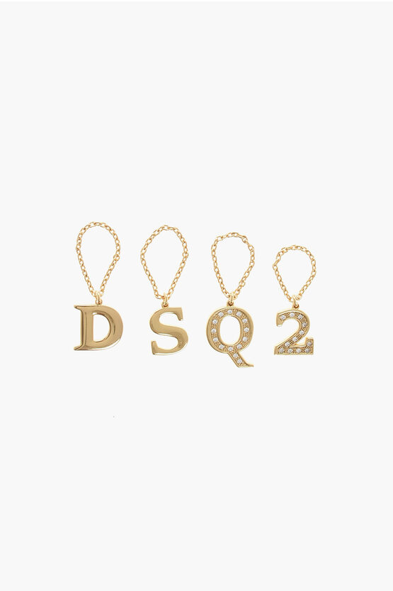 Dsquared2 Brass Ring With Charms In Gold