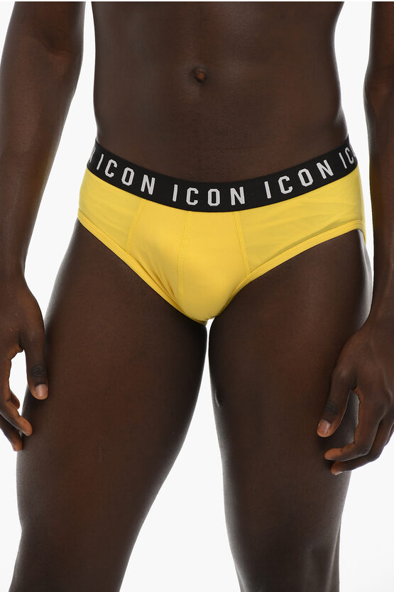 Dsquared2 Briefs With Logoed Band At The Waist In Yellow