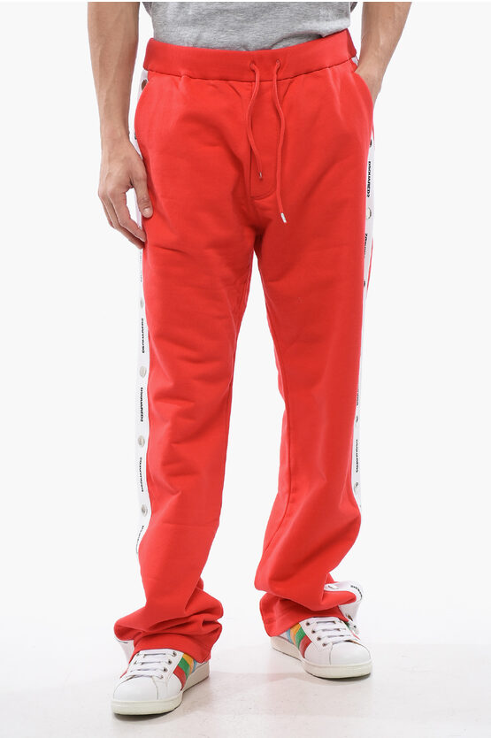 DSQUARED2 BRUBS FIT BRUSHED COTTON JOGGERS WITH CONTRASTING BANDS