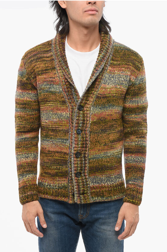 Altea Brushed Alpaca Blend Cardigan In Gold