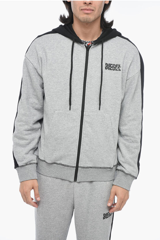 Shop Diesel Brushed Cotton Amst-abram-ht32 Zipped Hoodie