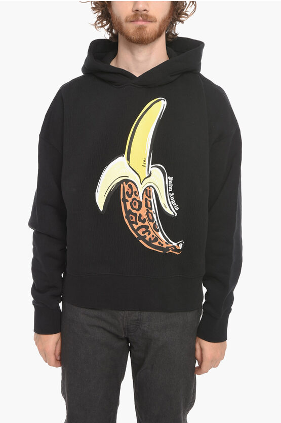 Shop Palm Angels Brushed Cotton Banana Hoodie