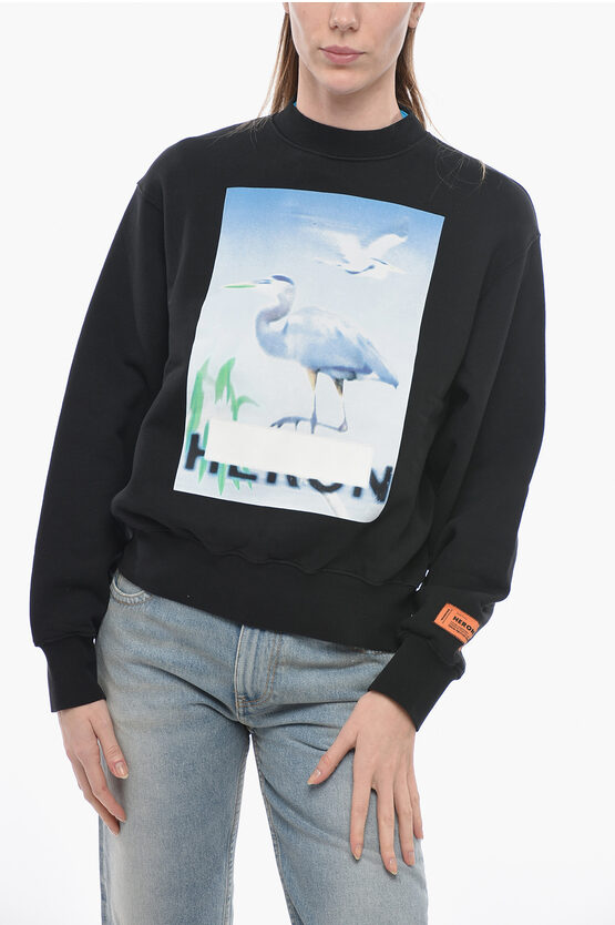 Shop Heron Preston Brushed Cotton Censored Crewneck Sweatshirt